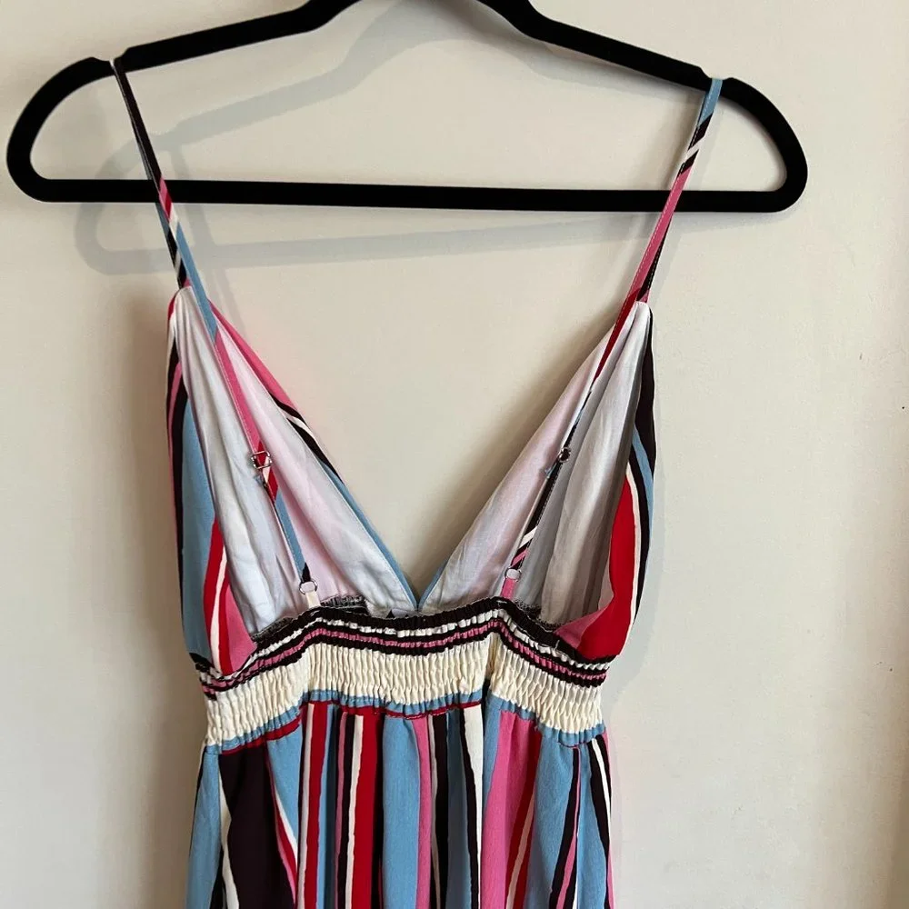 Lulus Andi Pink and Light Blue Multi Stripe Sleeveless Maxi Dress Size Small - Picture 7 of 9
